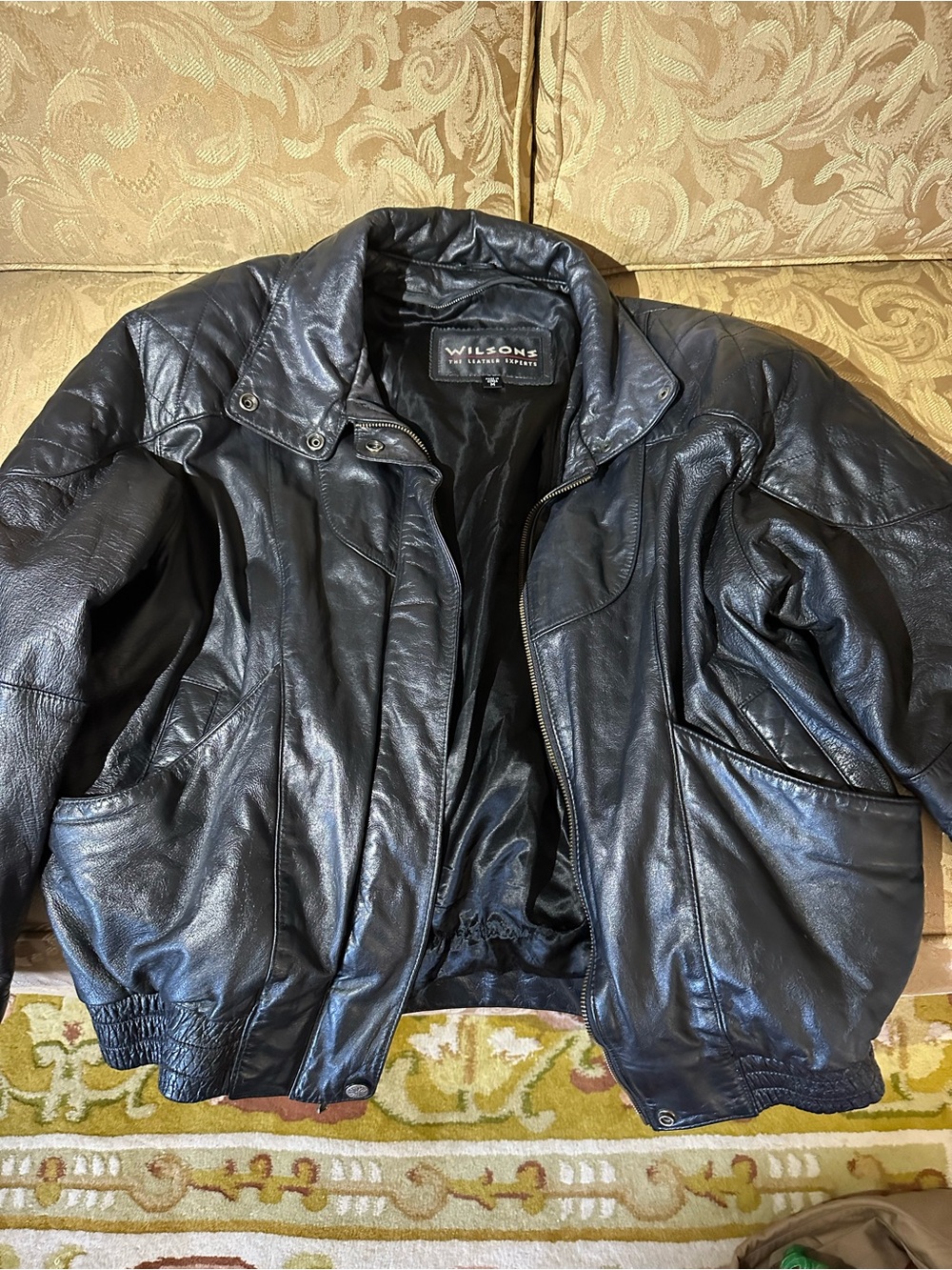 Wilson Black Leather Bomber Jacket for Men